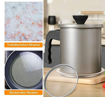 Kitchen Oil Filter Pot – Durable Grease Storage with Strainer